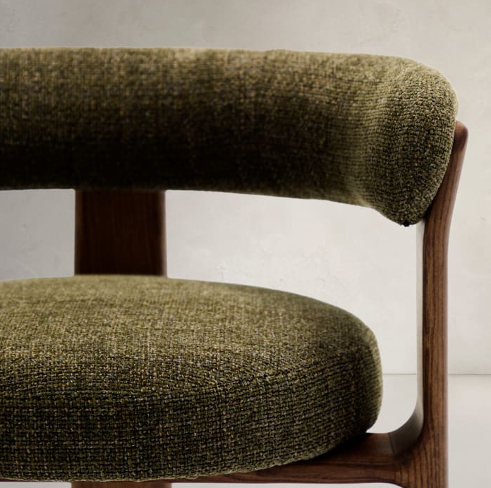 Stuhl GRANITE grün Chenille mit dunklem Eschenfuß