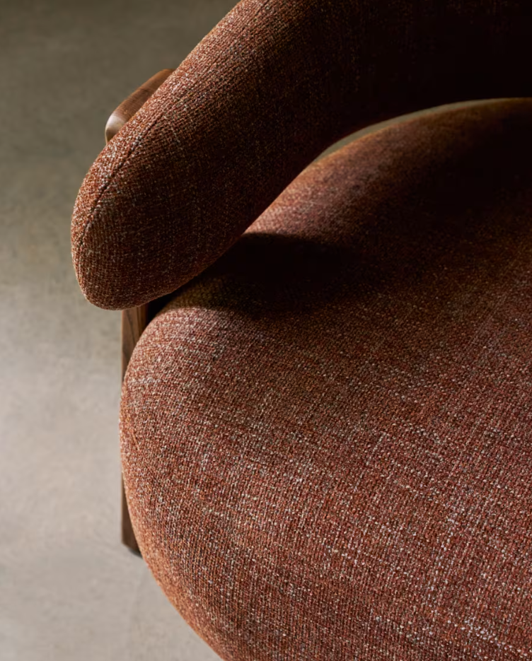 Sessel GRANITE braunes Chenille mit dunklem Eschenfuß