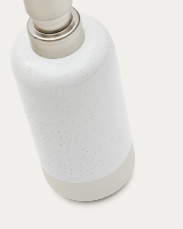 Selis soap dispenser beige-white stoneware