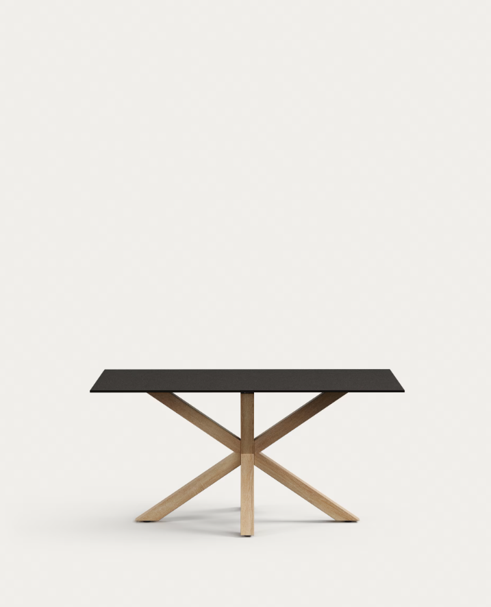 ARGO Black Table with Wood-Look Base