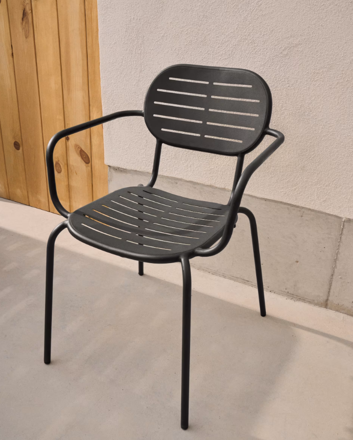 Gartenstuhl mit Armlehnen Brai Graphitstahl