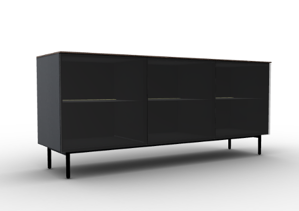 UNIVERSAL Glaskommode mit Beleuchtung, schwarz matt und braune Keramik