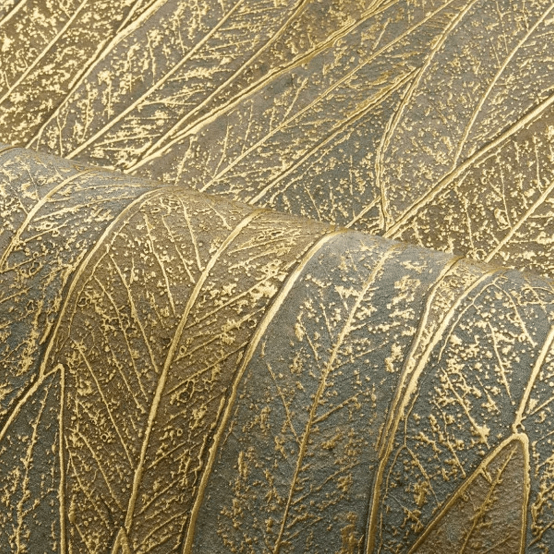 Tapete mit Pflanzenmotiv CINEREA - VERT grün mit Gold