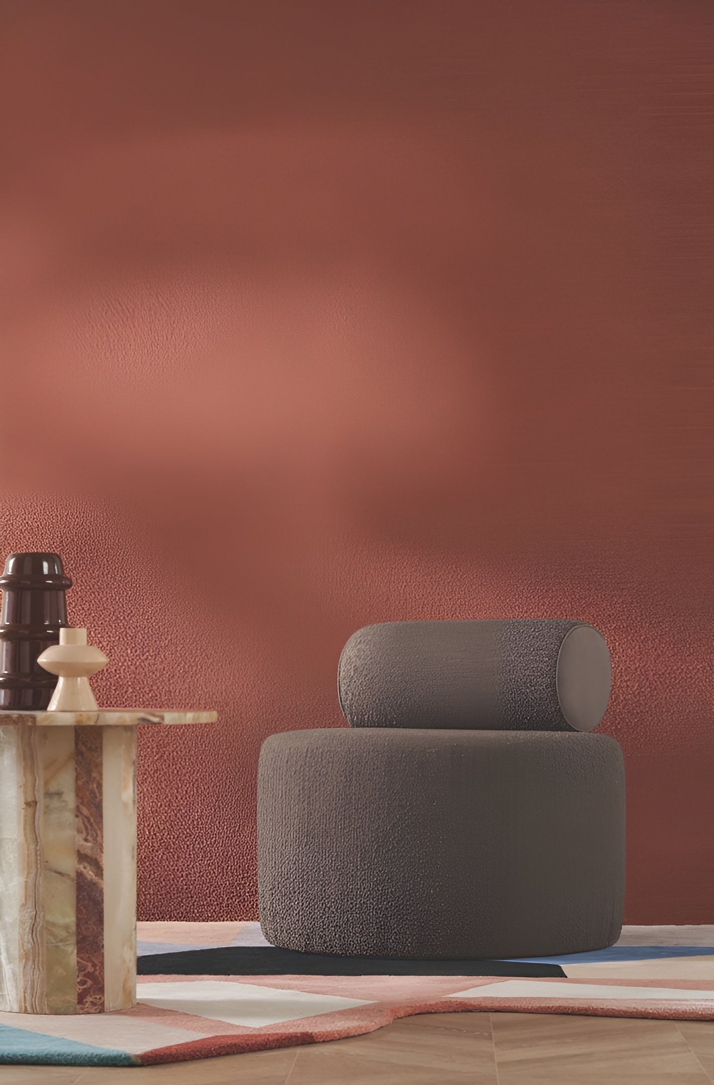 Textured textile wallpaper boucle ETREINTE - MUSTARD mustard