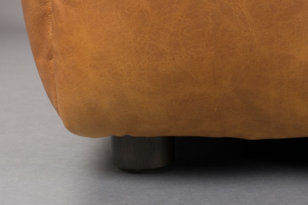 Modulares Sofa HACKMAN - linkes Endelement aus cognacfarbenem Leder