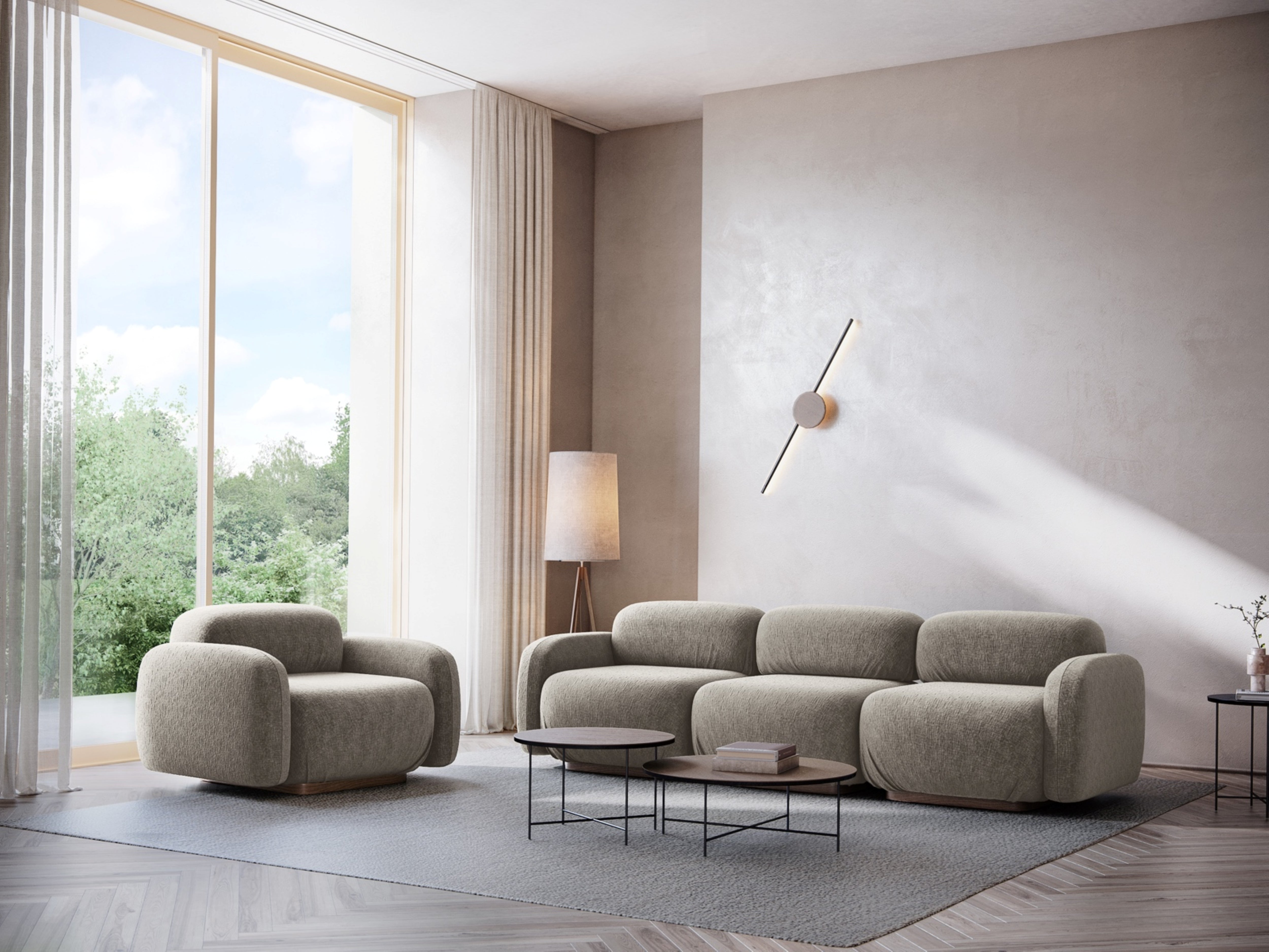 Modulares 3-Sitzer-Sofa AILANI beige Boucle