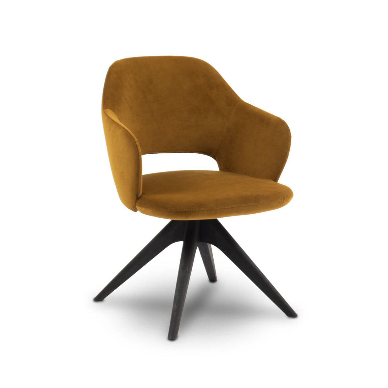 ALIO II Armchair with Upholstered Seat and Wooden Base