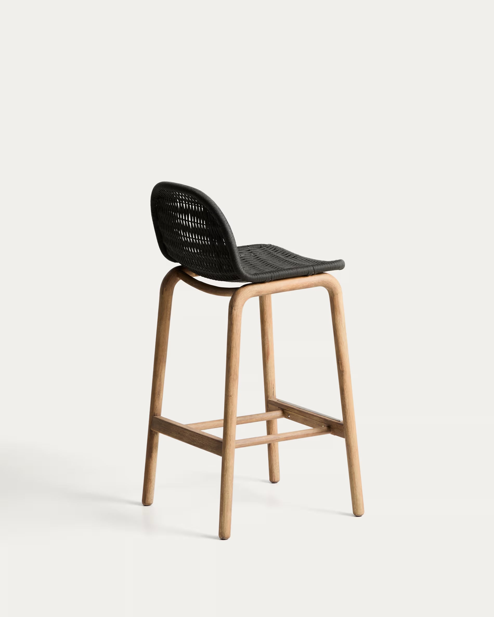 ALIPA Dark Gray Outdoor Bar Chair with Acacia Wood