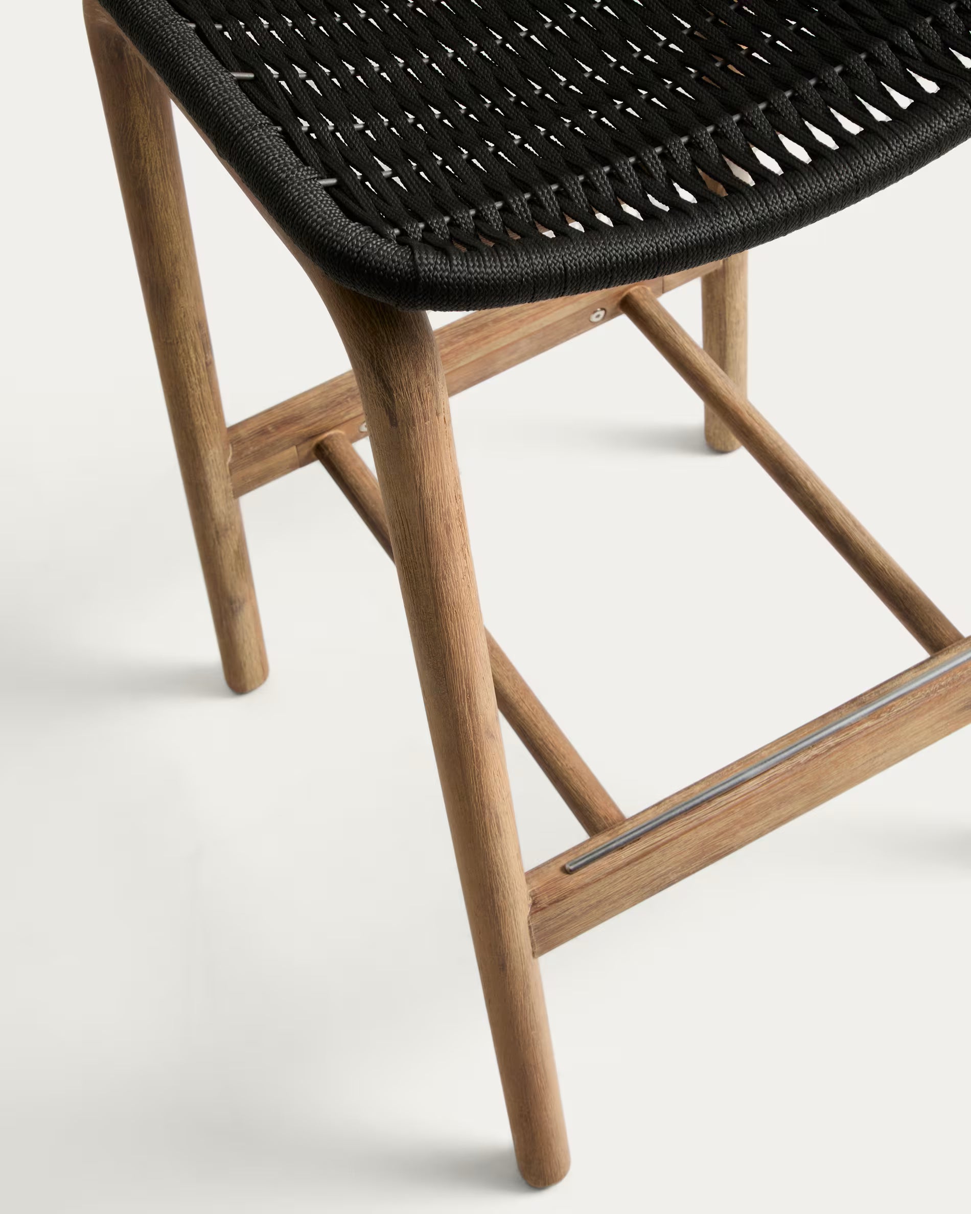 ALIPA Dark Gray Outdoor Bar Chair with Acacia Wood