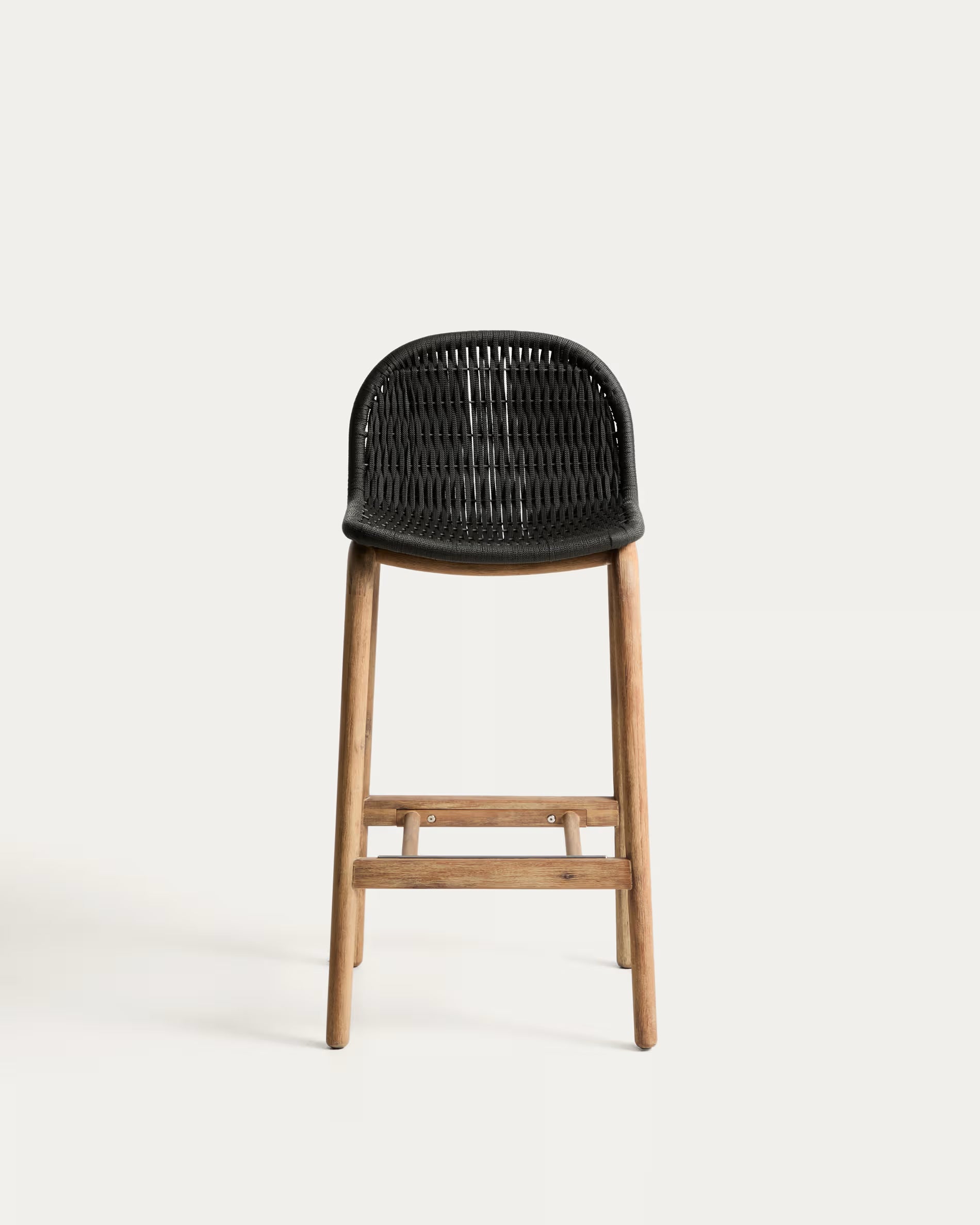 ALIPA Dark Gray Outdoor Bar Chair with Acacia Wood