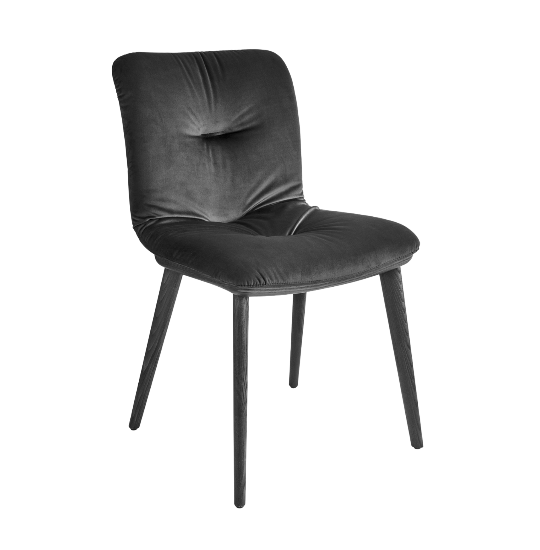 ANNIE SOFT upholstered chair with a black wooden base