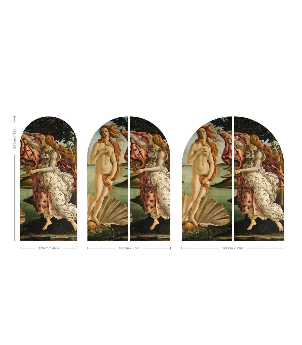 Vlies-Tapete in Bogenform GEBURT DER VENUS grün mit blau