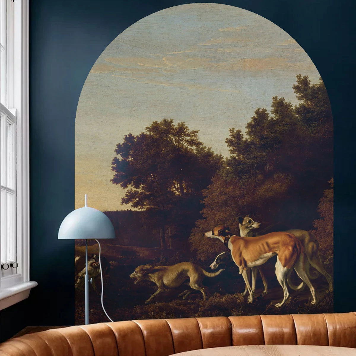 Non-woven arch-shaped mural CHART dark green with blue