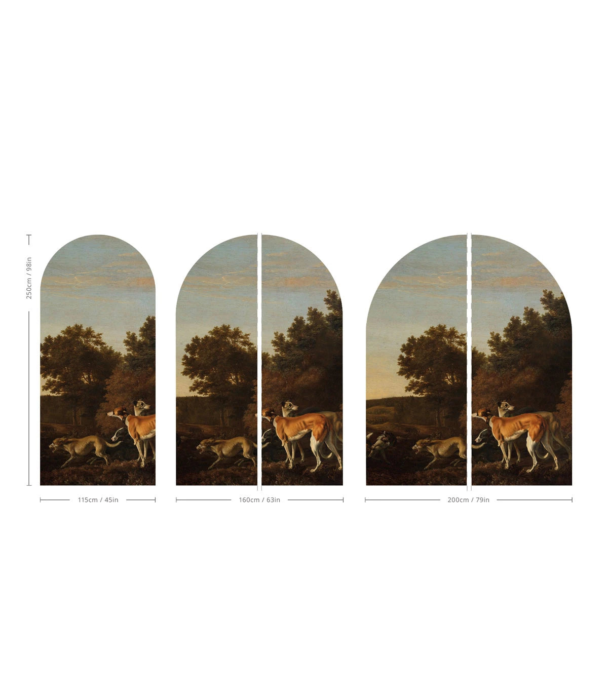 Non-woven arch-shaped mural CHART dark green with blue