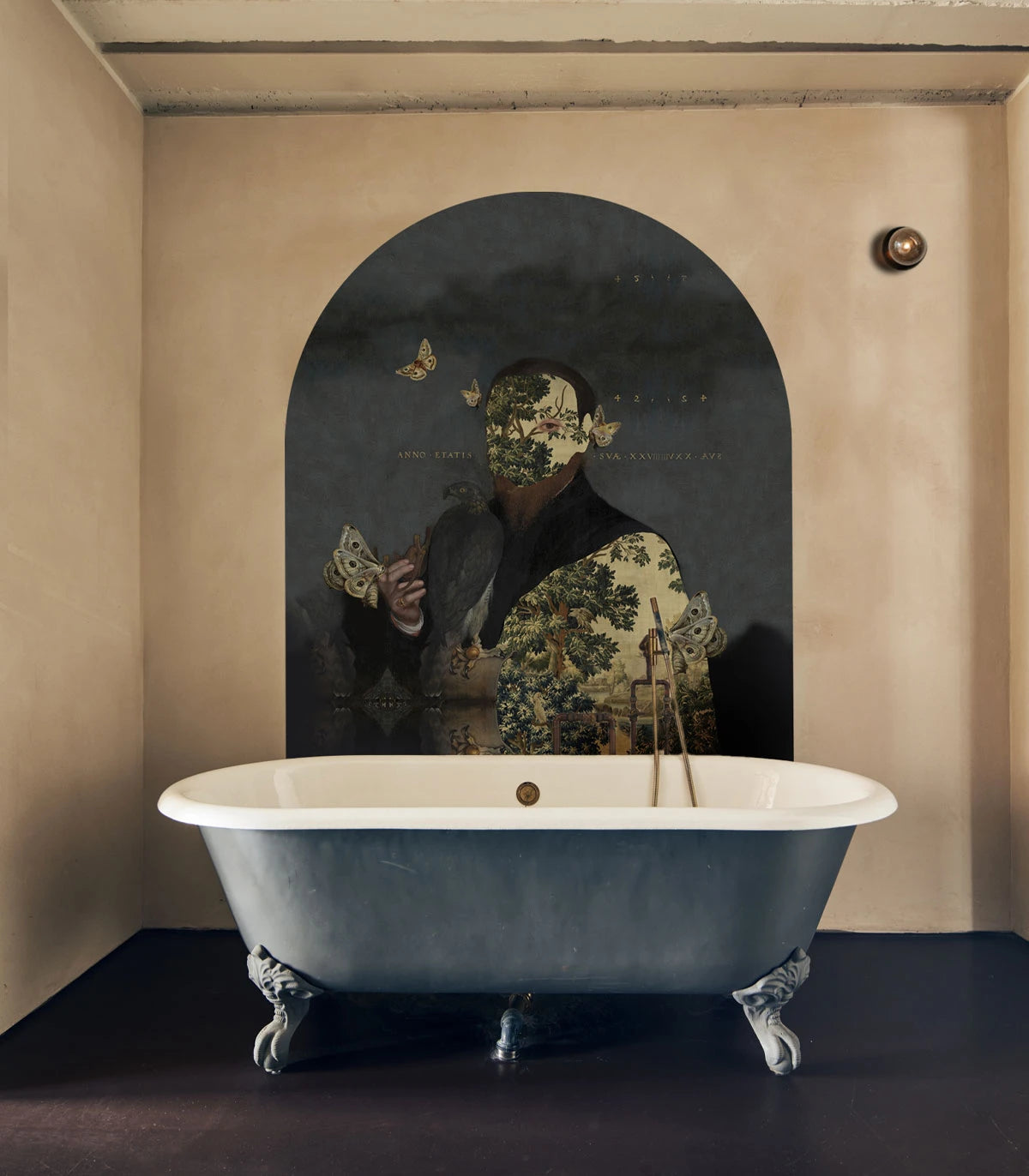 Vlies-Tapete in Bogenform GENTLEMAN MOTH dunkelgrau