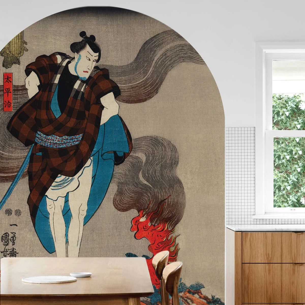 Non-woven arch-shaped mural SAMURAI SERENITY beige