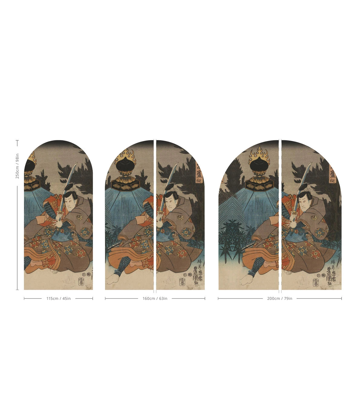 Arch-shaped non-woven mural WARRIOR ETHOS beige with blue