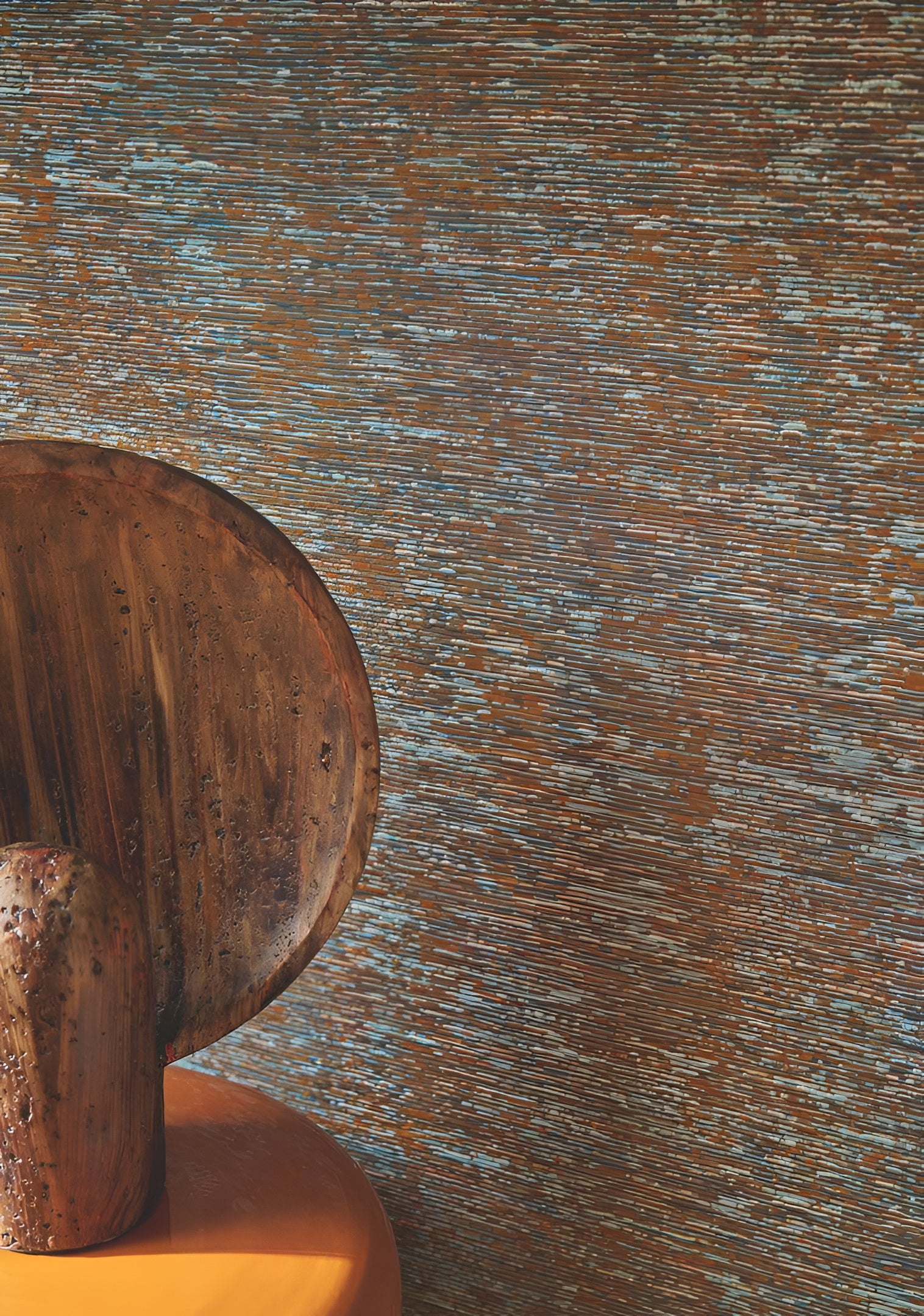 Structural textile wallpaper ARTOIS - ORANGE BLEU orange with blue