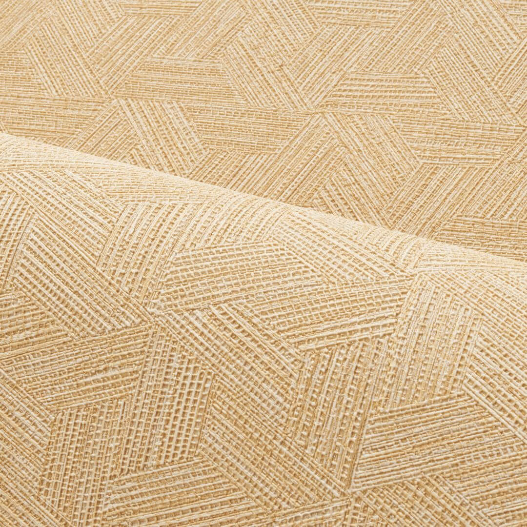Geometrische Struktur-Tapete inspiriert von Bananenblatt LINDU - PAILLE strohbeige