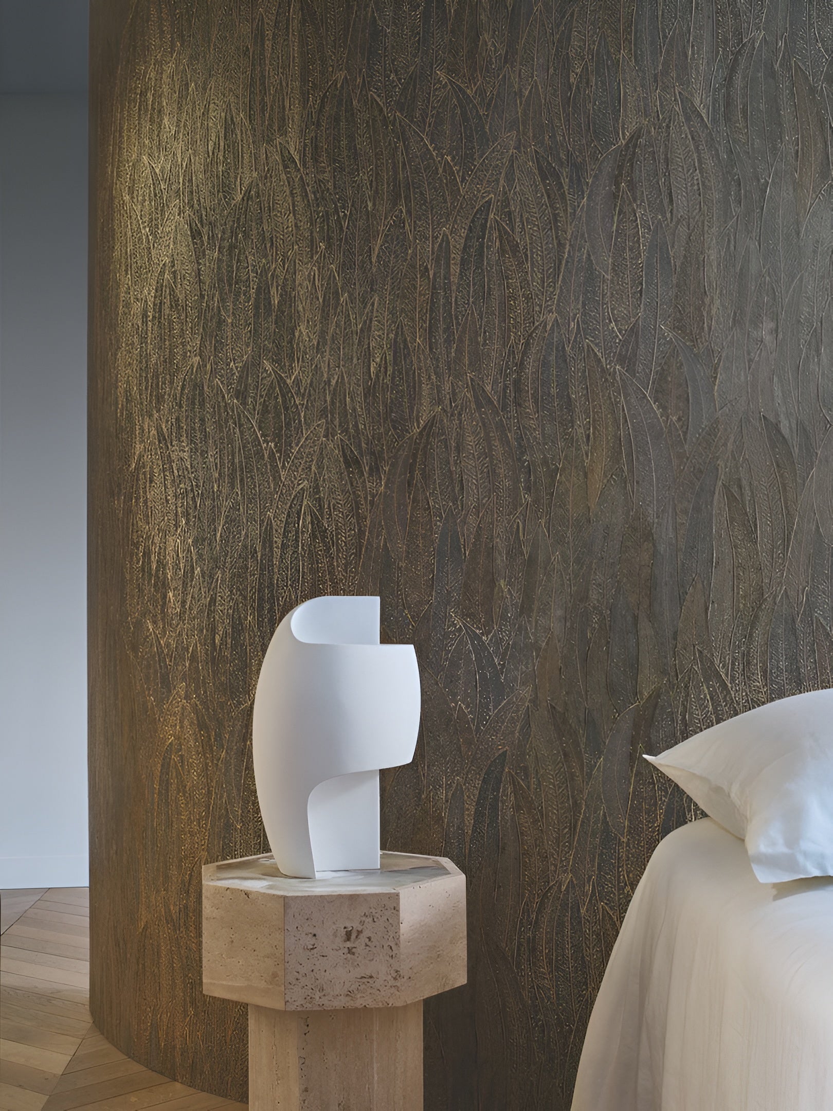 Tapete mit Pflanzenmotiv CINEREA - VERT grün mit Gold