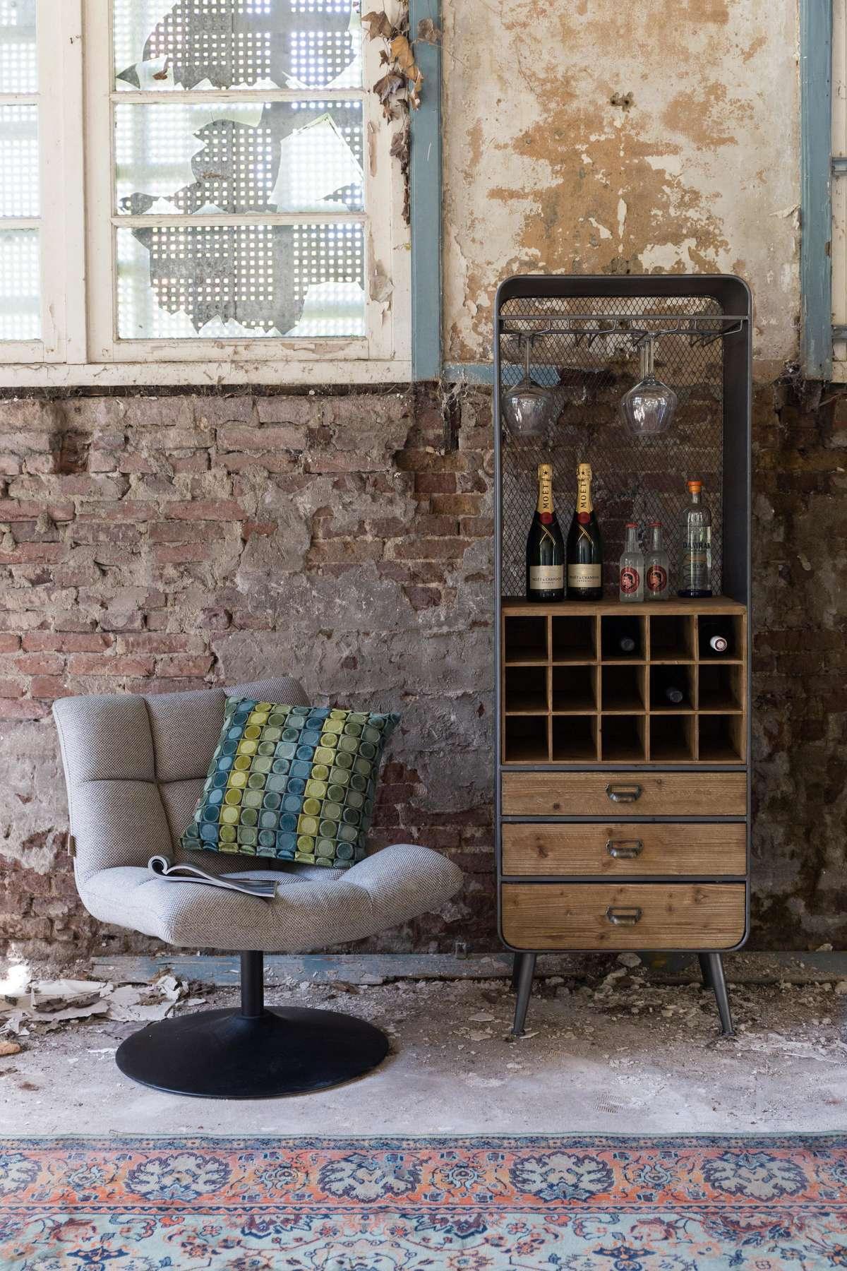 Barek VINO drewniany z żelazną podstawą Dutchbone Eye on Design