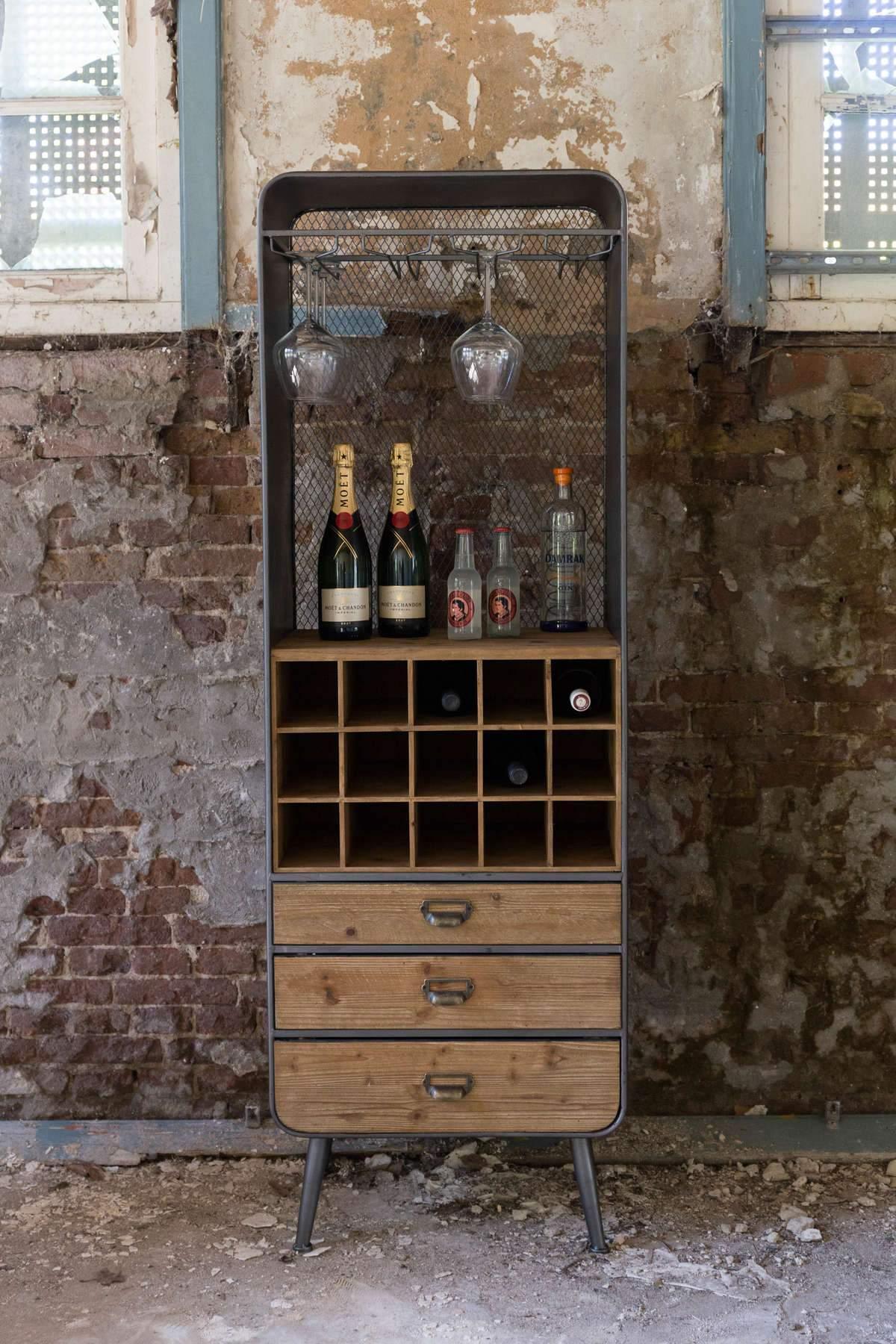 Barek VINO drewniany z żelazną podstawą Dutchbone Eye on Design
