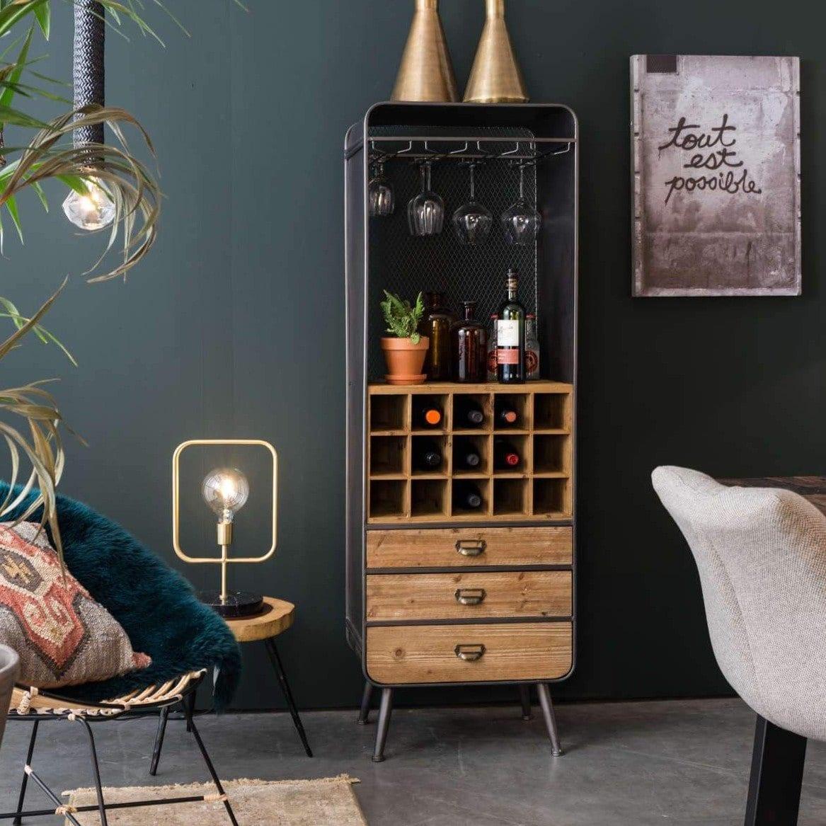 Barek VINO drewniany z żelazną podstawą Dutchbone Eye on Design