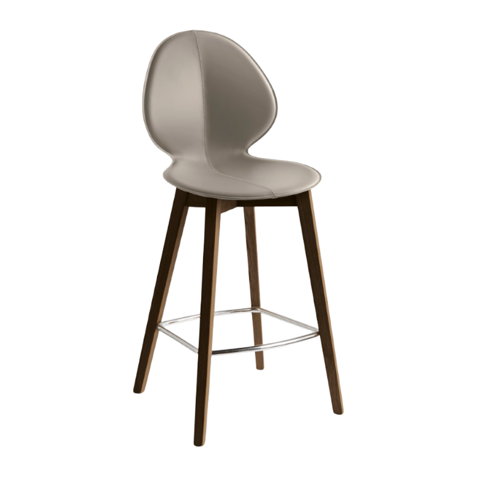 BASIL bar stool taupe seat with dark wooden base
