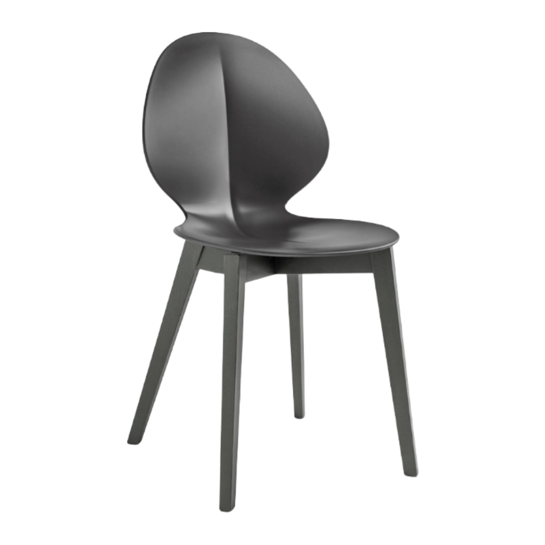 BASIL Chair with Gray Seat and Graphite Wooden Base