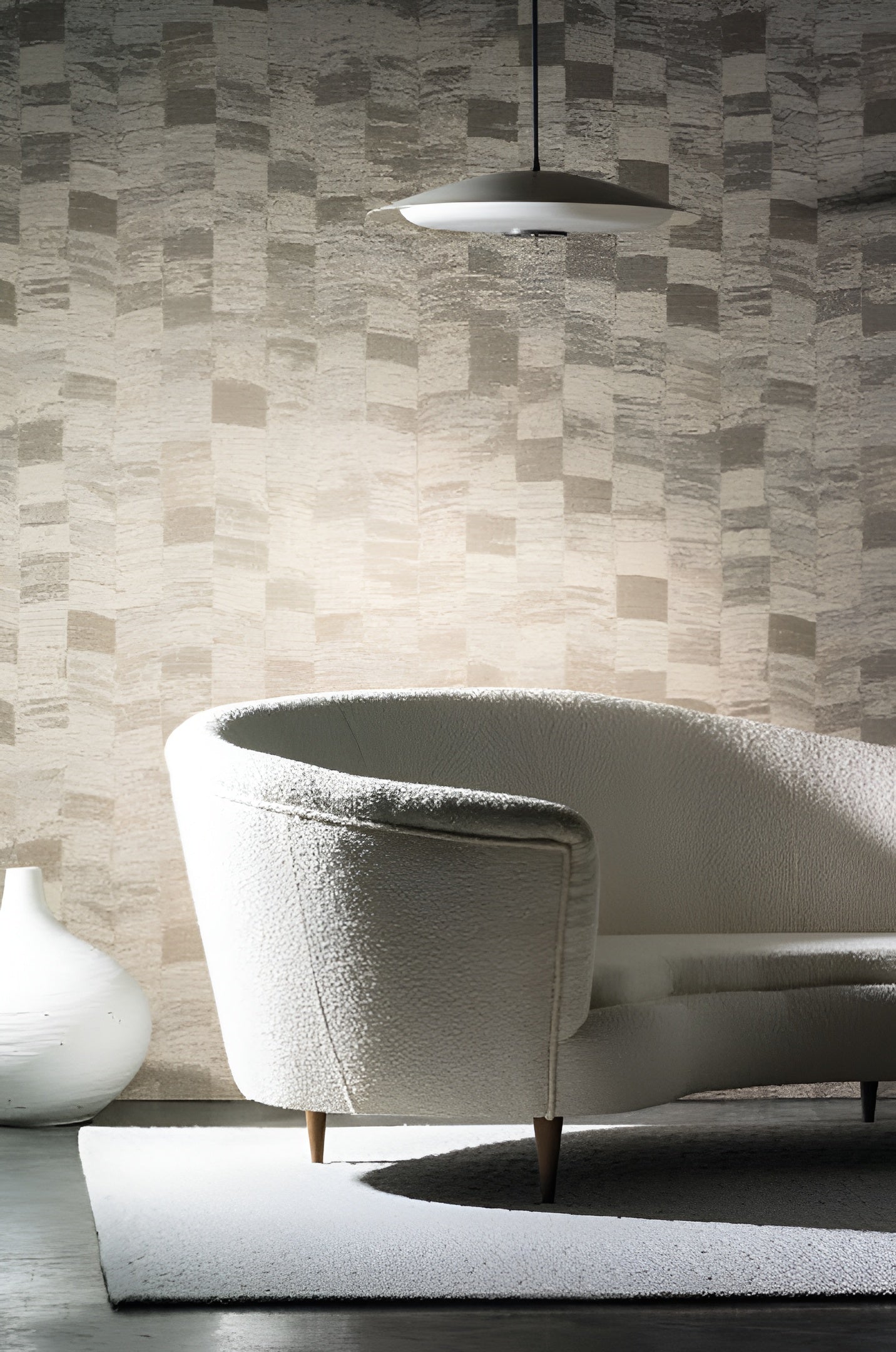 Textilstruktur-Tapete mit geometrischem Muster PUEBLOS - ACIER grau