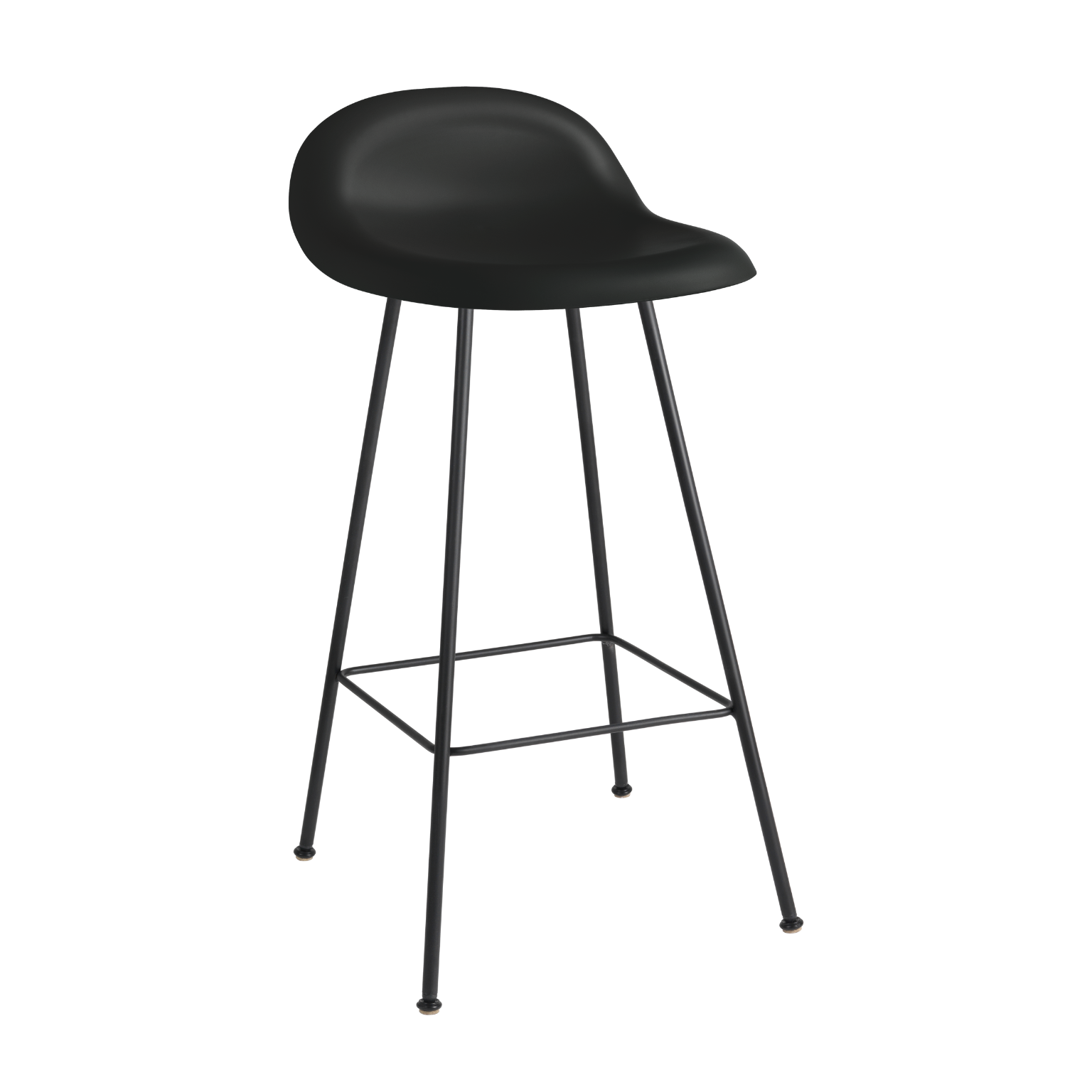 GUBI 3D stool with black seat and black base