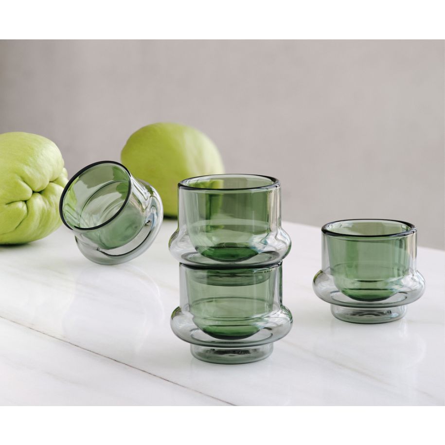 Carafe with bump filter green glass