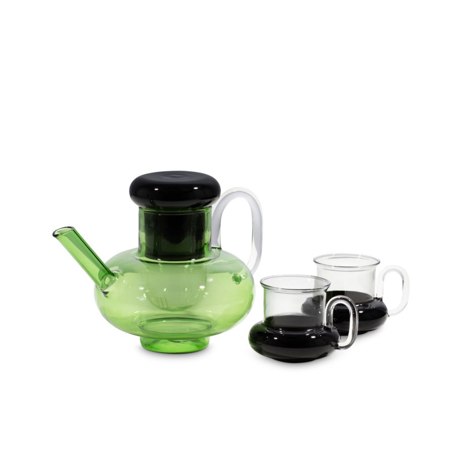 BUMP Teapot Black-Green Glass