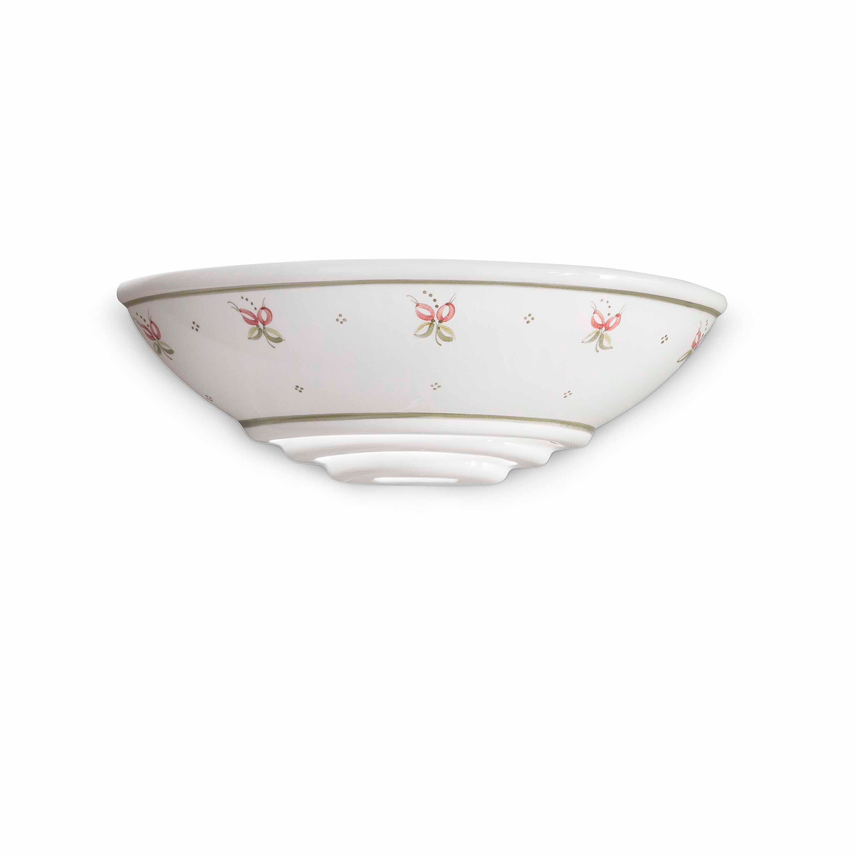 White ceramic wall lamp TRIESTE with pink and green pattern