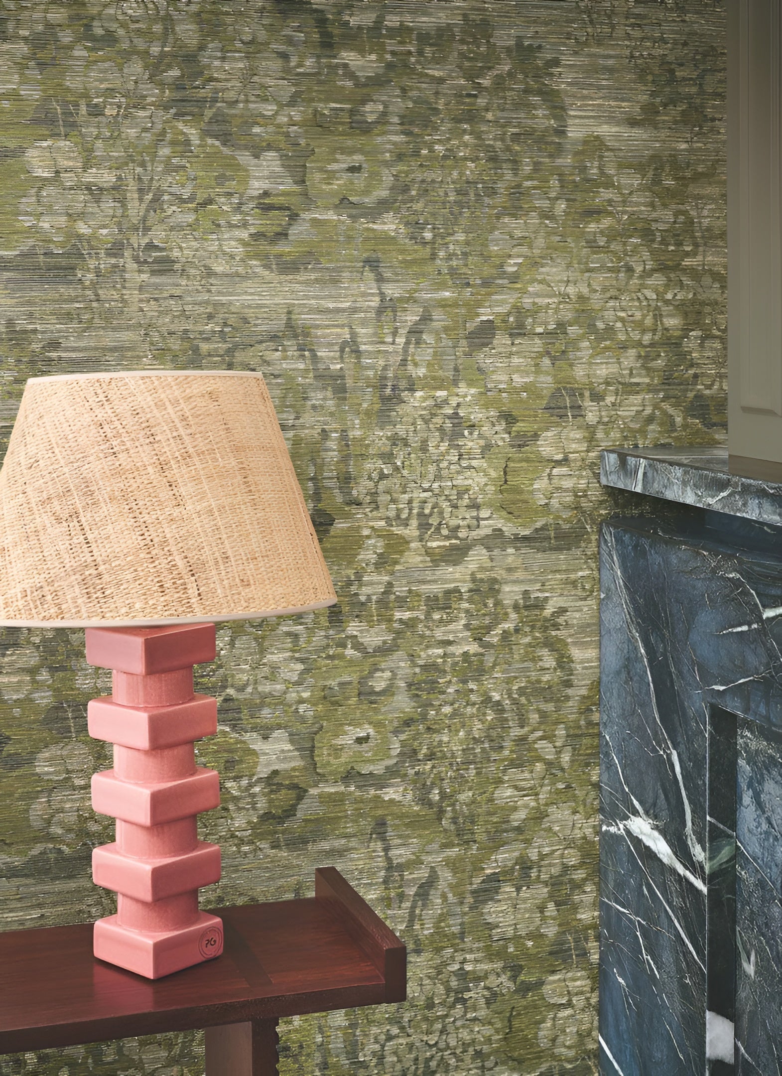 Tapeta tekstylna strukturalna z roślinnym wzorem VERDURE - VERT grün