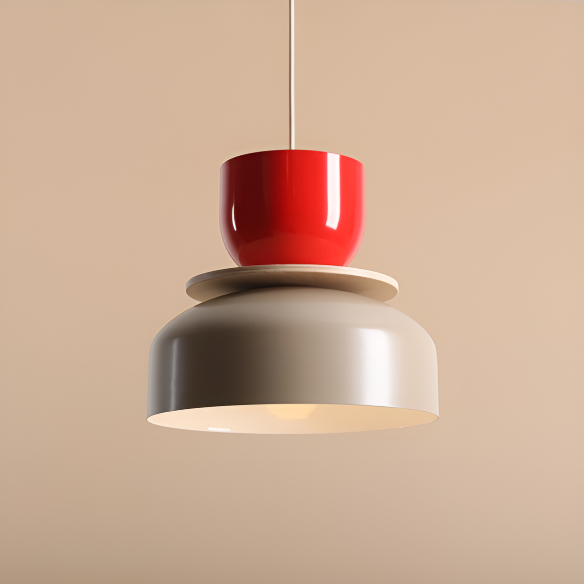 Hanging lamp UTO red with beige