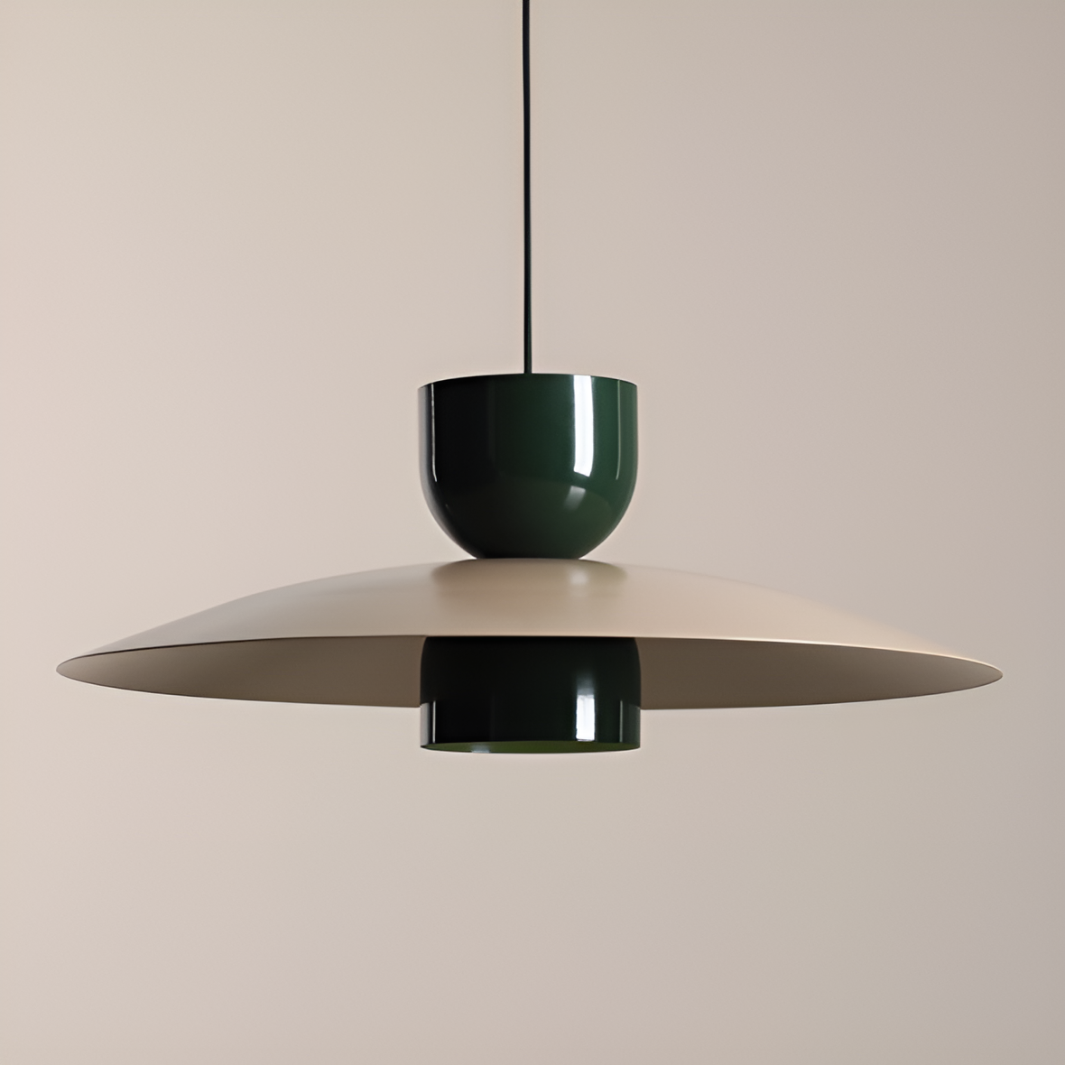 Beige with green hanging lamp with green