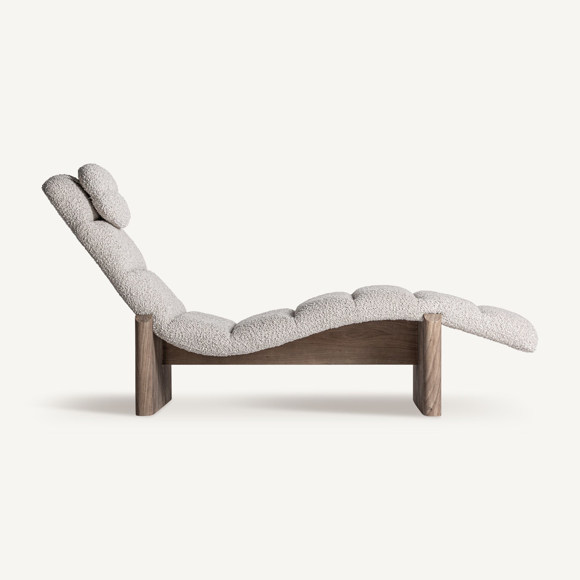 Szezlong JACQUARD beige mit Holzgestell