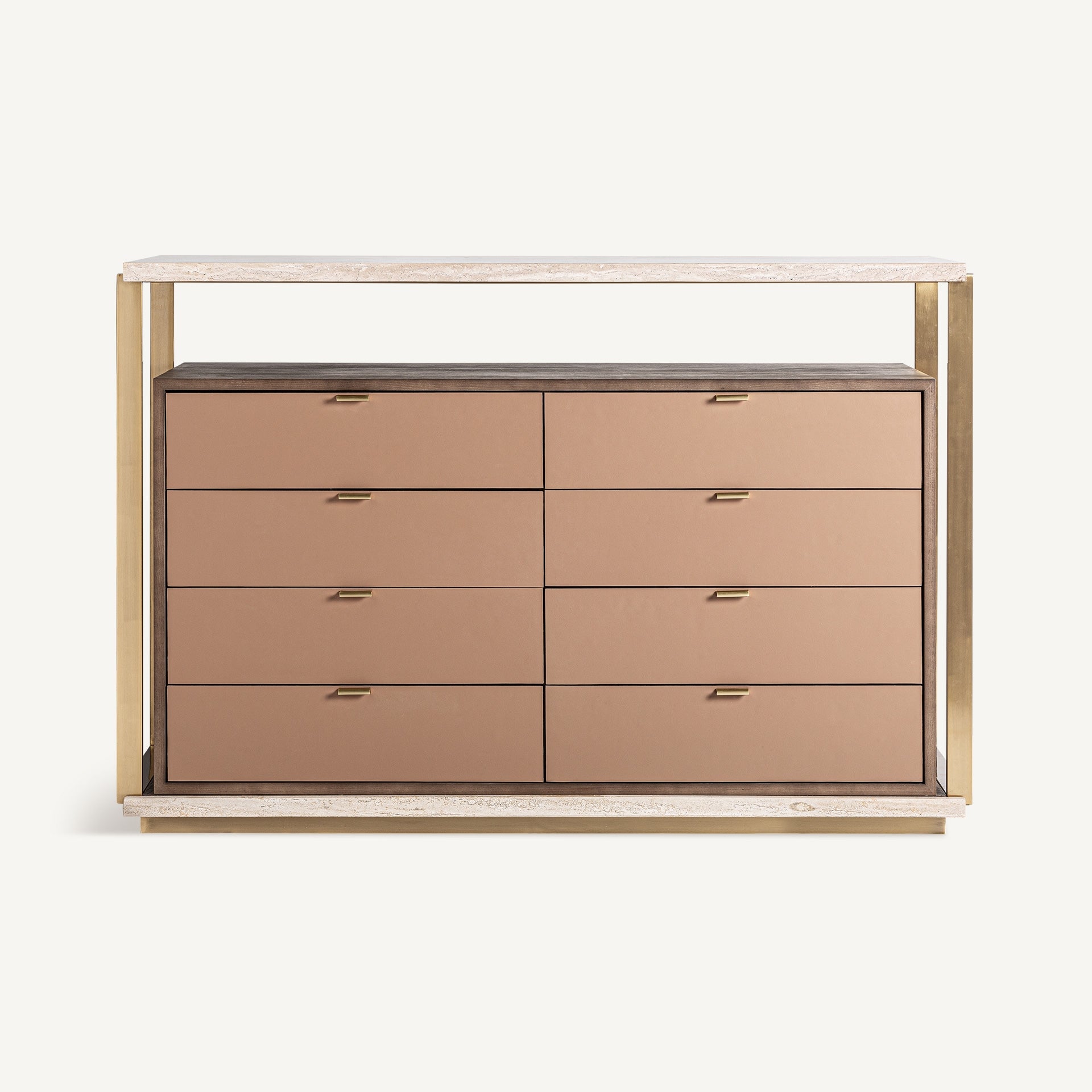 Kommode mit Schubladen MONZA beige mit Travertinplatte