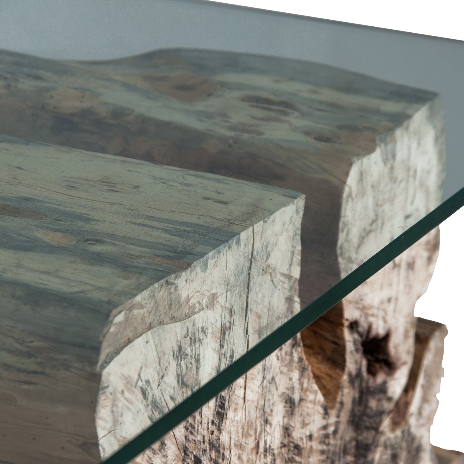 BEYNEU Console Tropical Wood with Glass Top