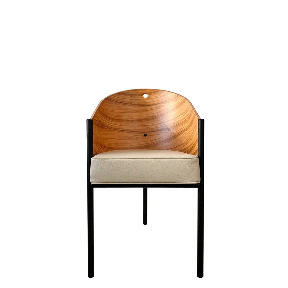 Costs chair olive veneer with beige leather