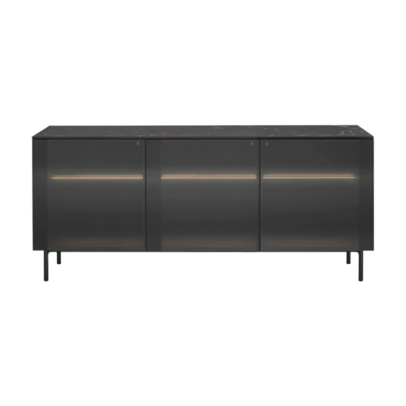 Schrank CRYSTAL schwarz mit braunem Glas