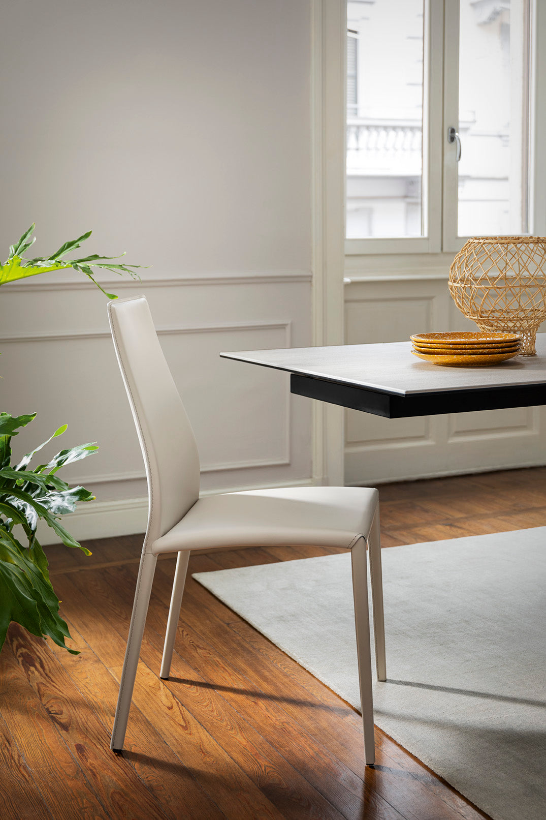 AIDA upholstered chair with beige base
