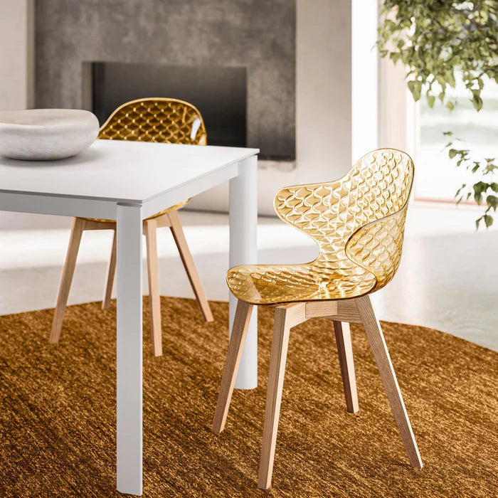 Stuhl SAINT TROPEZ mit braunem Sitz und grauem Holzgestell