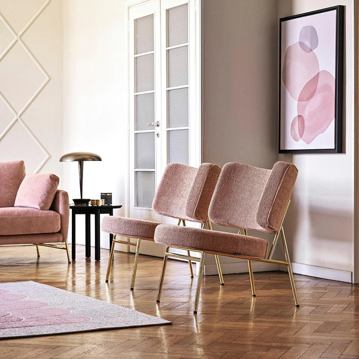 Sessel COCO gepolstert mit goldenem Fuß