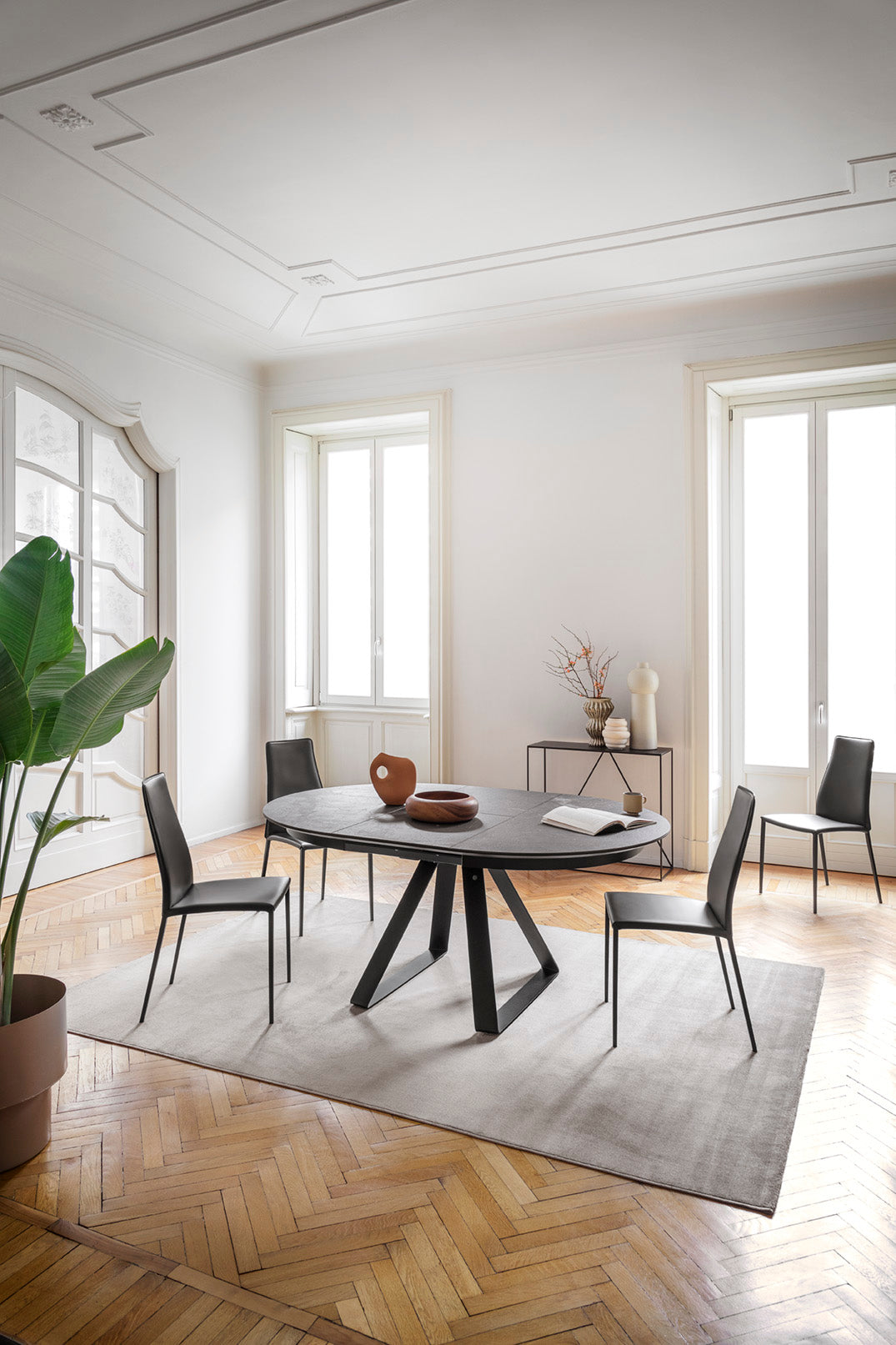 AIDA upholstered chair with a gray base