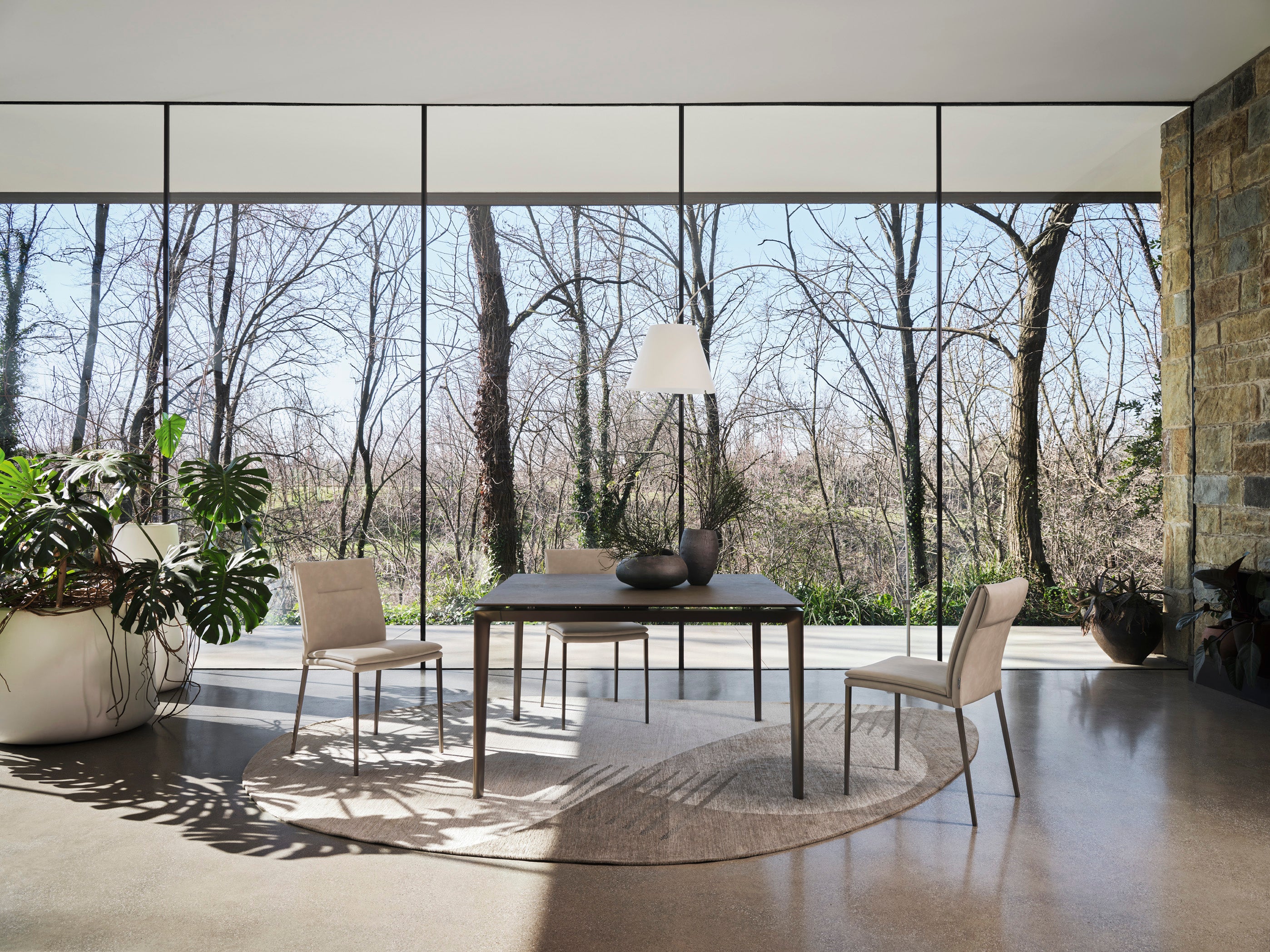 Ovaler Teppich OMBRA cremefarben mit braunem Muster