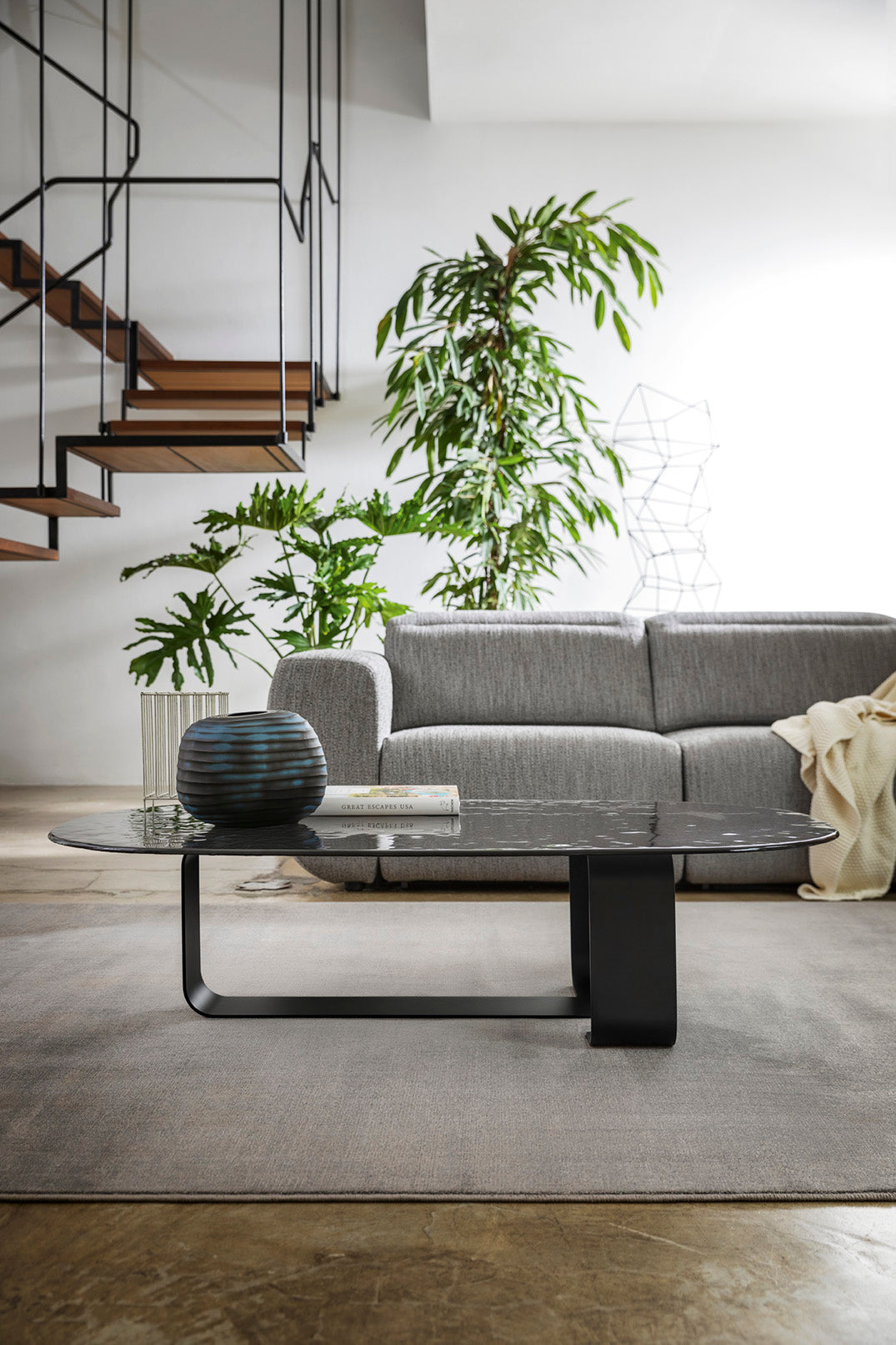 RIBBON Coffee Table Brown Glass