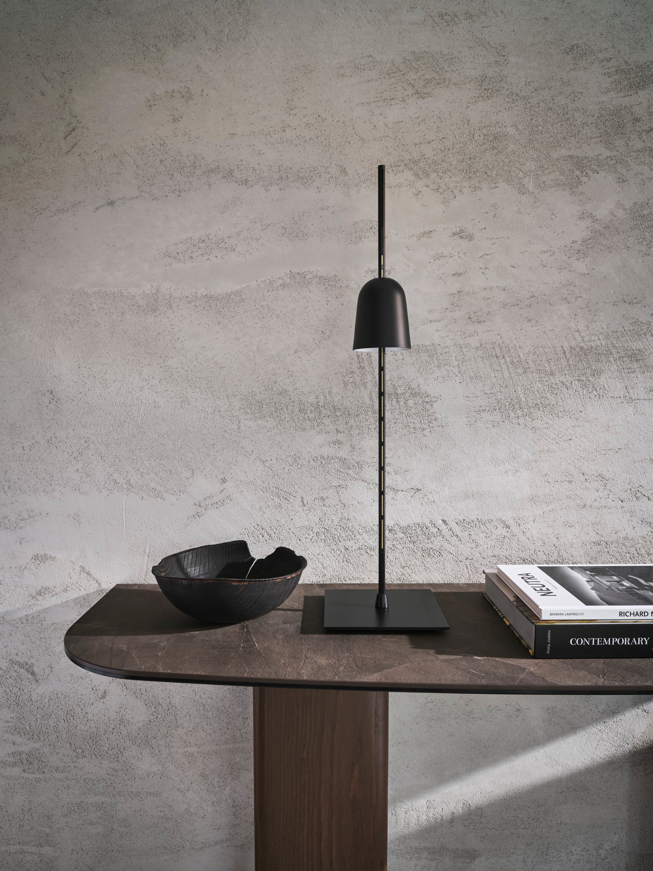 SANDY Console Black Ceramic with Black Wooden Base