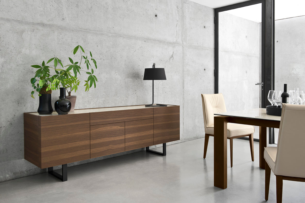 Upholstered ROMY Chair with Walnut Base